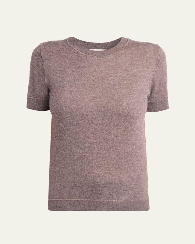 Linnea Short-Sleeve Cashmere Top